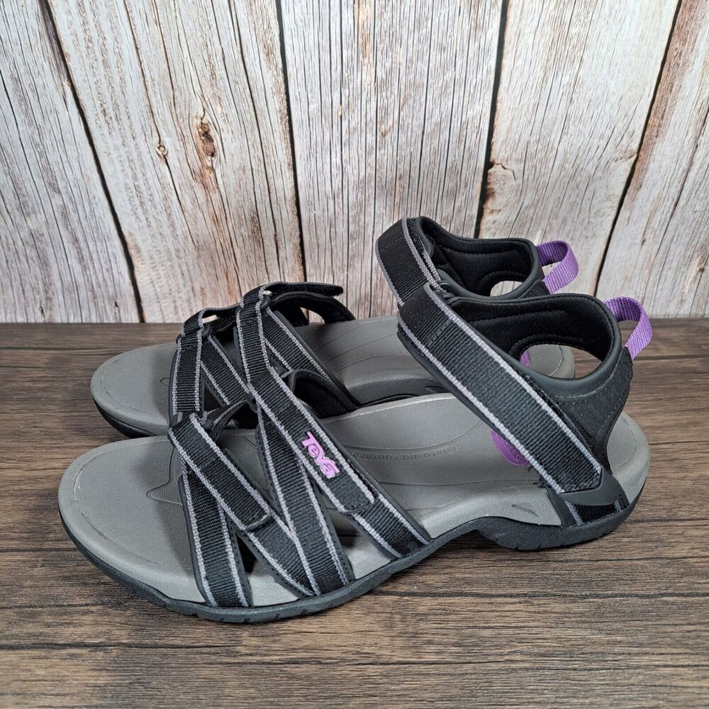 Teva Tirra Strappy Sports Hiking Sandals Black Gray Purple Women's Size 6.5